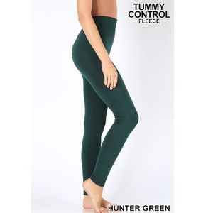 NEW! HUNTER GREEN FLEECE LINED LEGGINGS